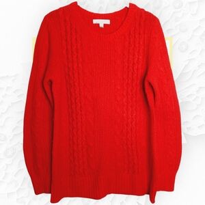 Banana Republic Red Cable Knit Thick Red Sweater With Side Zipper